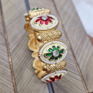 Brass Meenakari With Pearl Kada