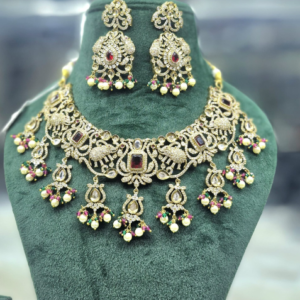 Premium  Necklace Set With 1 Gram Gold Polish